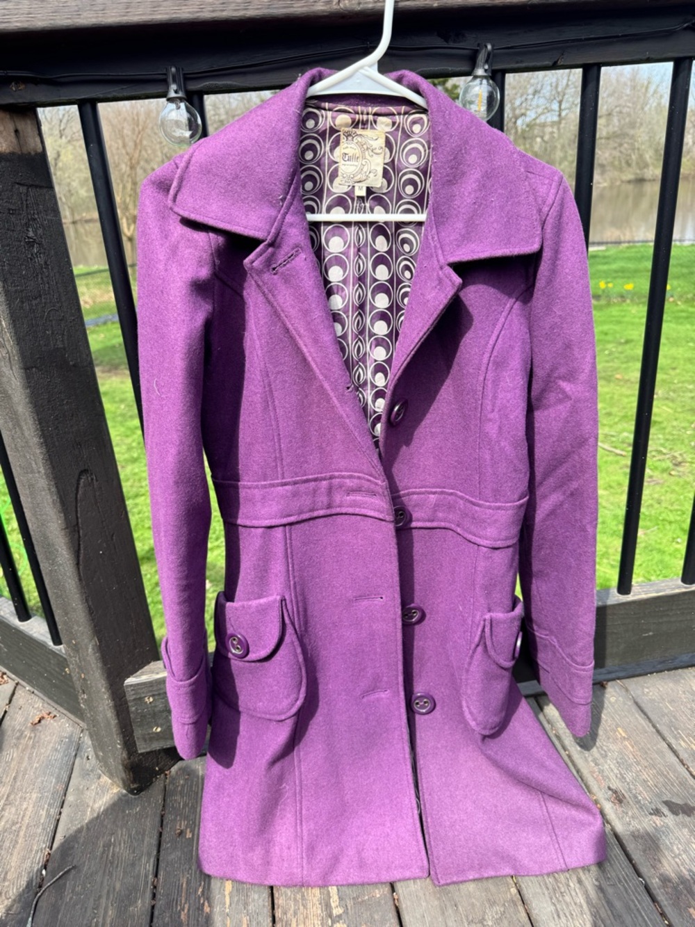 Tulle Purple Wool-Blend Trench Coat